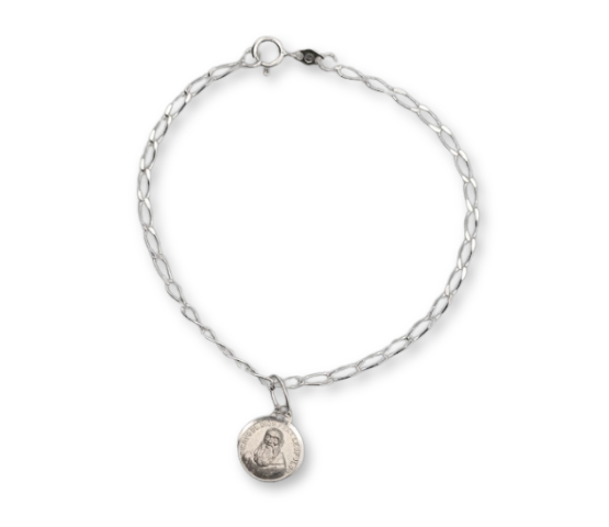 PULSERA ESLABON CON MEDALLA PLATA